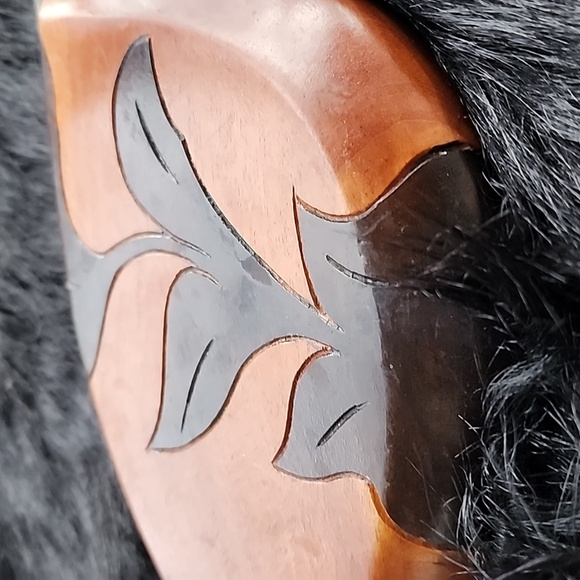 HAITIAN CARVED  FOLK ART WOOD  TRAY. BOWL FLOWER. - Picture 7 of 7